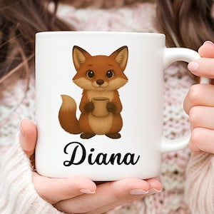 Personalized Fox Mug, Fox Coffee Mug, Fox Lover Gift, Gift for Her, Cute Fox Gift, Christmas Gift, Animal Mug, Cute Mug, Camping Mug