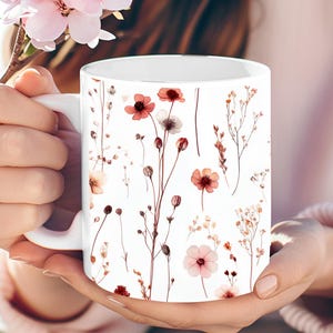 Personalized Pressed Wildflower Mug: Boho Floral Coffee Mug