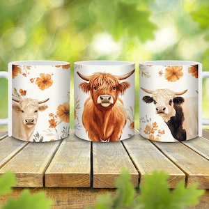 Tazza personalizzata con mucca delle Highlands, regalo per amanti delle mucche, tazza da caffè con mucca delle Highlands, tazza da agricoltura, regalo per lei, tazza con mucca, tazza con animali, tazza con mucca carina
