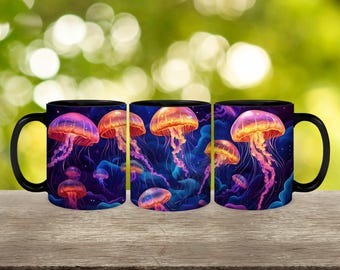 Tazza da caffè personalizzata con meduse in vetro colorato: regalo di vita marina