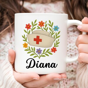 Personalized Nurse Mug, Nurse Coffee Mug, Nurse Lover Gift, Gift for Her, Floral Mug, Gift for Nurse, Appreciation Gift, Gift for Nurse