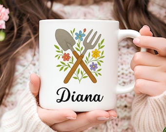 Personalized Floral Gardening Mug, Garden Lover Gift