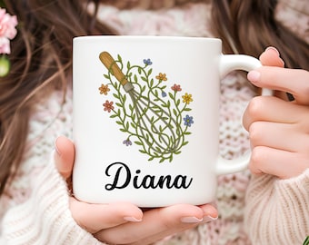 Personalized Floral Baking Mug, Baker Gift