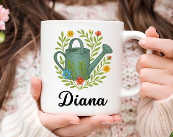 Personalized Floral Gardening Mug: Garden Lover Gift
