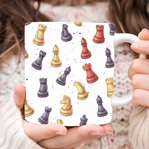 Personalized Chess Mug: Vivid Chess Piece Design