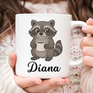 Personalized Raccoon Mug, Raccoon Coffee Mug, Raccoon Lover Gift, Gift for Her, Cute Raccoon Gift, Christmas Gift, Animal Mug, Cute Mug