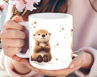 Personalized Otter Coffee Mug, Cute Animal Lover Gift