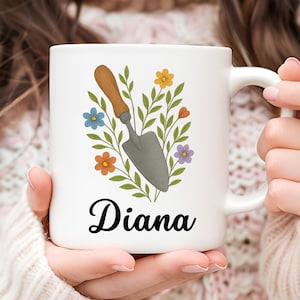 Personalized Gardening Mug, Floral Mug, Gift for Gardener, Gardening Coffee Mug, Gift for Her, Garden Lover Gift, Gift for Gardener