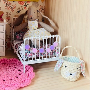 Miniature Bunny Basket - Liberty of London - Dollhouse - Maileg - 1:12 scale