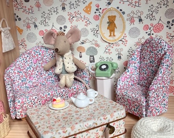 Dollhouse Sofa - Liberty Print Sofa - Maileg - Modern Miniature 1:12 Scale