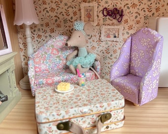 Dollhouse Armchair - Liberty Print Chair - Maileg - Modern Miniature 1:12th scale