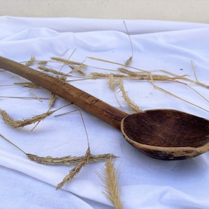Bulgarian long old wooden handmade spoon