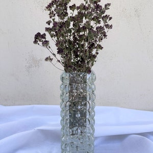 Vintage glass vase, square flower vase