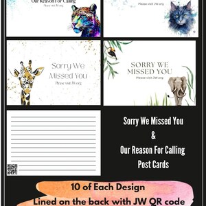 40 postales con motivos de animales de JW para escribir cartas (mixtas)