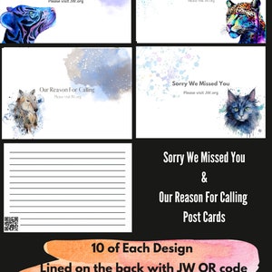 40 cartoline JW con animali, lettere da scrivere