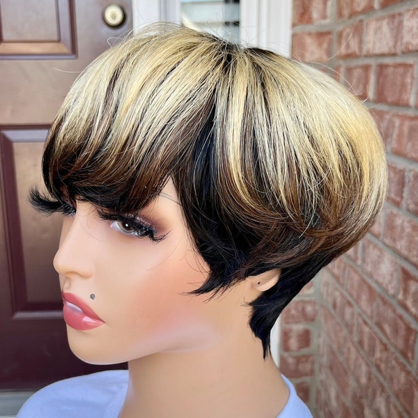 PIXIE CUT, Name - WISDOM, Short Blonde Pixie Wigs, pixie cut wiig blonde, Nice pixie cut with blonde,