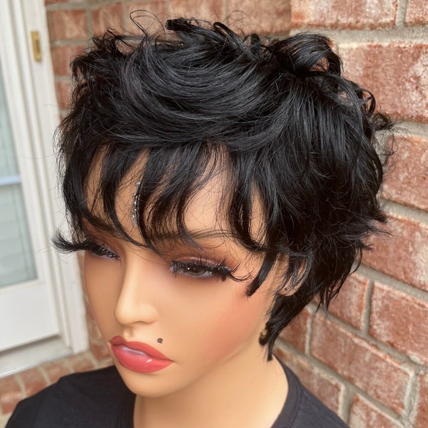 PIXIE CUT, Name - Positive Mind, Short Pixie Wig, Brazil Human Hair,