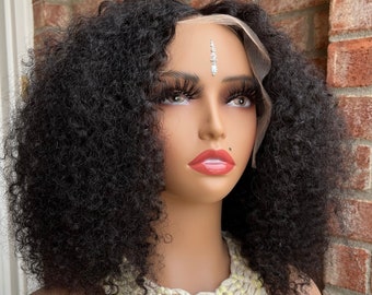 NAME - SOUL, 16" Kinky Curly Frontal Wig, Human Hair, Cap Size 22.5, Adjustable Straps, Combs, 150% DENSITY