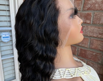 Healing Wig, Name - Divine Energy, Indian Loose Wave, Frontal Wig, Medium Cap, Mannequin wearing 16",