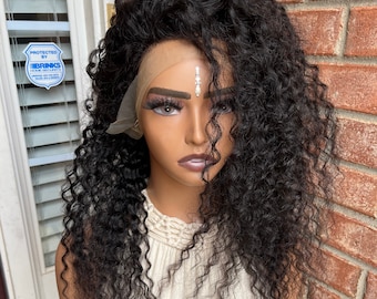 HEALING WIG, Name - Breathe, Brazil Kinky Curl, 180% Density, 13x4 HD Frontal Wig, Human Hair, Adjustable straps, Combs, human hair wig