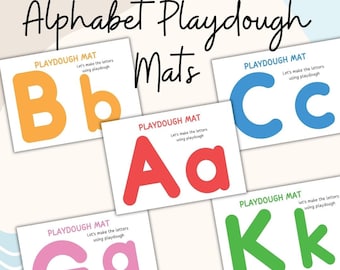 Alphabet Playdough Mats // Fine Motor Skills Play Doh Mat Gift For Toddler Homeschool Activites Pre-K Materials Kindergarten Printable