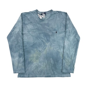 Maglietta vintage Ralph Lauren Tie Dye Langarm - Taglia grande da uomo - Maglietta usata da uomo