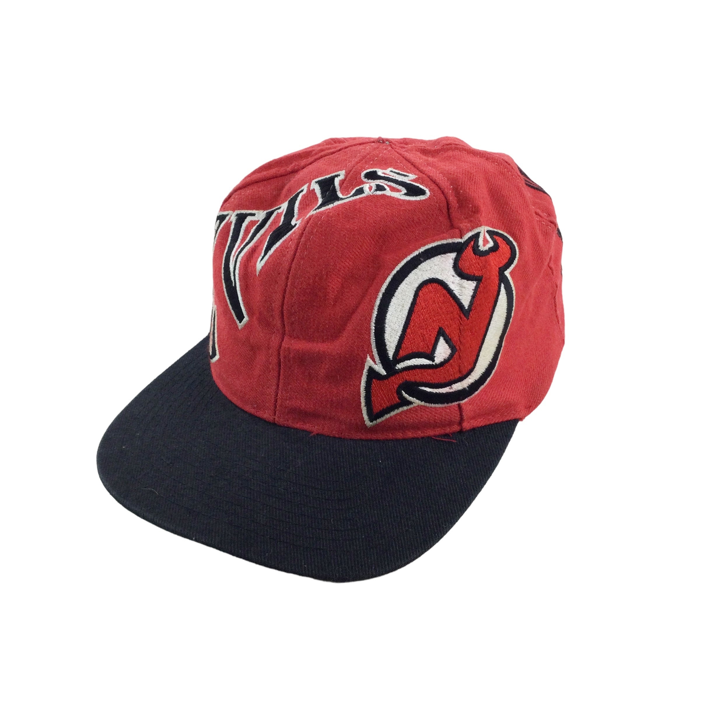 Vintage New Jersey Devils Fitted Hat New Era Made USA Size 7 3/8 NHL Hockey New Jersey NJ 1990s 90s