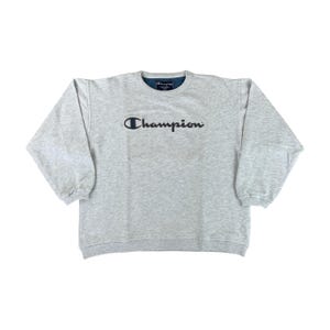 Vintage Champion 90s Spellout Sweatshirt - XL Size Men Pullover Male Jumper pre-owned