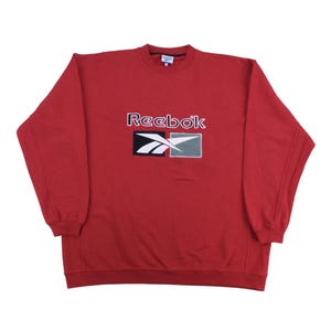 Vintage Reebok 90s Spellout Sweatshirt - XL Size Men Pullover Male Jumper pre-owned