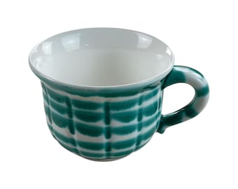 Austria Handpainted Gmundner Keramik Barock Tasse Grüngeflammt Ø9,5cm Handcrafted Keramos Dishes