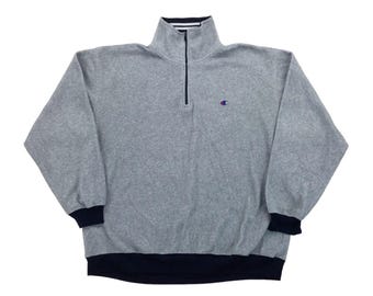 Jersey polar vintage Champion con cremallera de 1/4 - Talla XL para hombre, sudadera usada