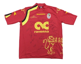 Vintage Diadora Ravenna Calcio Signatures Trikot - XL Größe Männer Fußball Sport Trikot Männer gebrauchtes Trikot