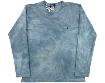 Camiseta vintage Ralph Lauren Tie Dye de manga larga - Talla grande para hombre - Camiseta de segunda mano para hombre