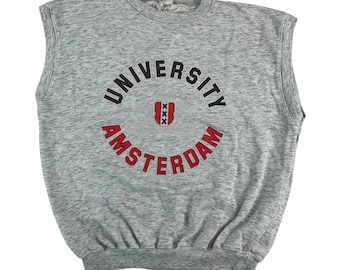 Jersey vintage de la Universidad de Ámsterdam de los años 80 - Talla M para hombre - Jersey sin mangas de segunda mano
