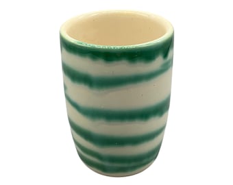 Austria Handpainted Gmundner Keramik Becher Grüngeflammt Ø5,5 cm Handcrafted Keramos Dishes