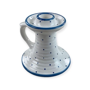 Austria Handpainted Gmundner Keramik Kerzenständer Tupferl Blau Handcrafted Keramos Dishes