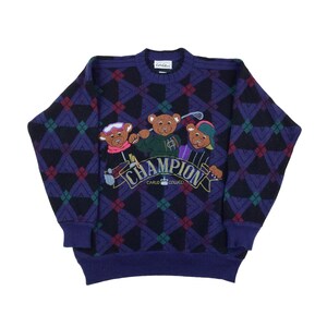 Vintage Carlo Colucci Bears Golf Sweatshirt - Large Size Men Pullover Male Jumper pre-owned