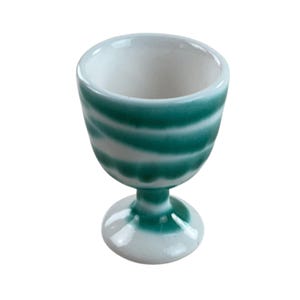 Austria Handpainted Gmundner Keramik Eierbecher Grüngeflammt Handcrafted Keramos Dishes