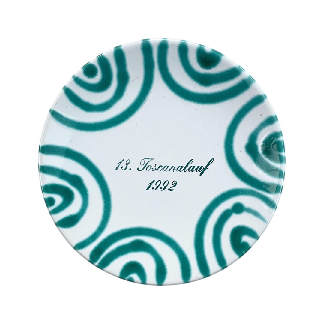 Austria Handpainted Gmundner Keramik Unterteller Grüngeflammt 1992