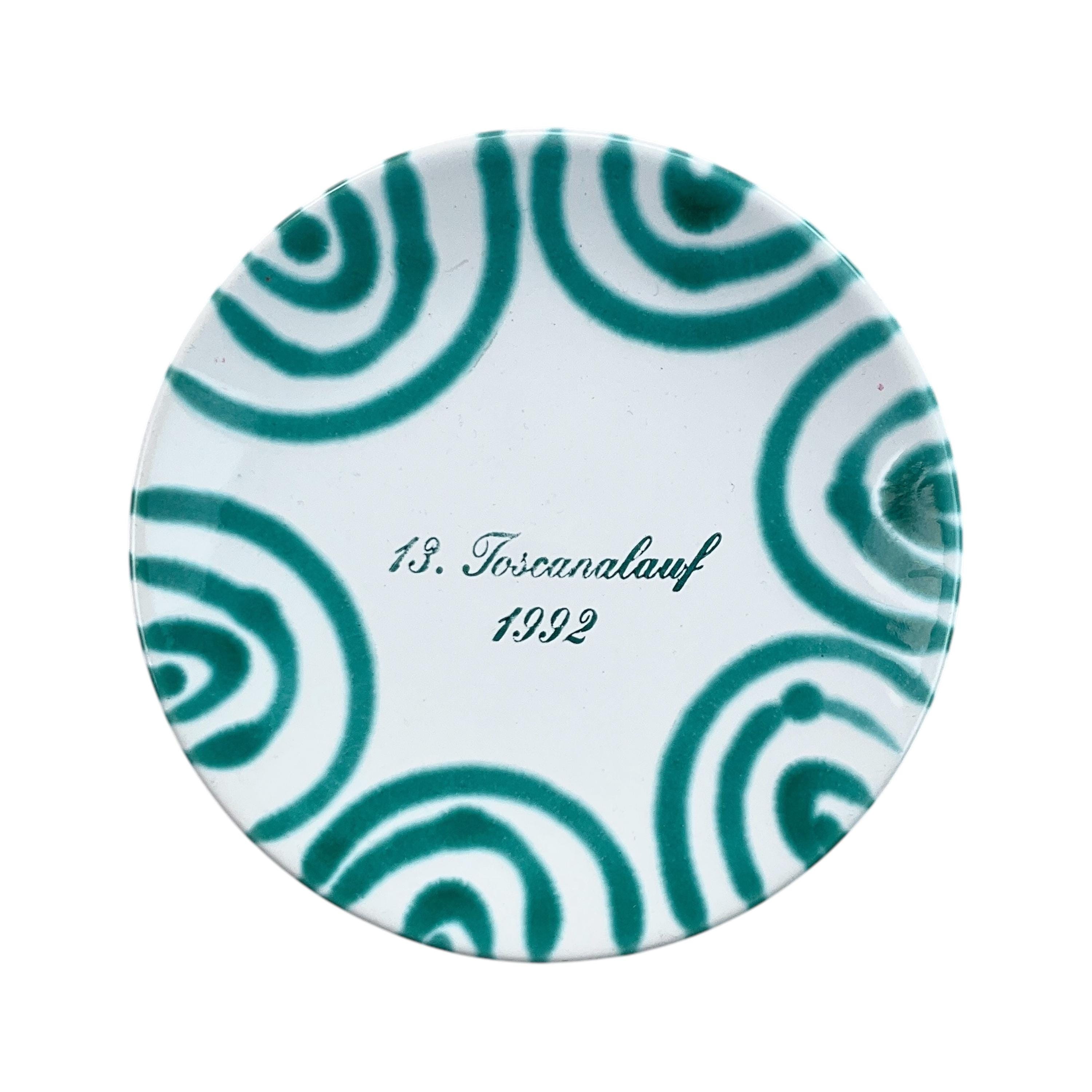 Austria Handpainted Gmundner Keramik Unterteller Grüngeflammt 1992