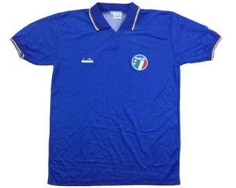 Vintage Diadora x Italia 1986 Fußball Trikot - Große Größe Männer Fußball Sport Trikot Männer gebrauchtes Trikot