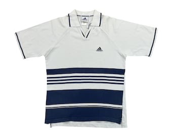 Vintage Adidas 90s gestreifftes Polo Shirt - Medium Size Men Top Male pre-owned Polo Shirt