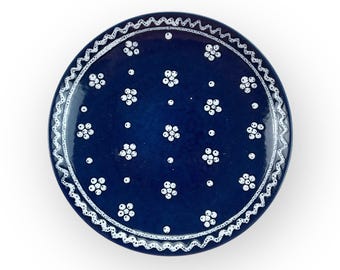 Austria Handpainted Gmundner Keramik Dessertteller Dirndl Blau Ø20cm Handcrafted Keramos Dishes
