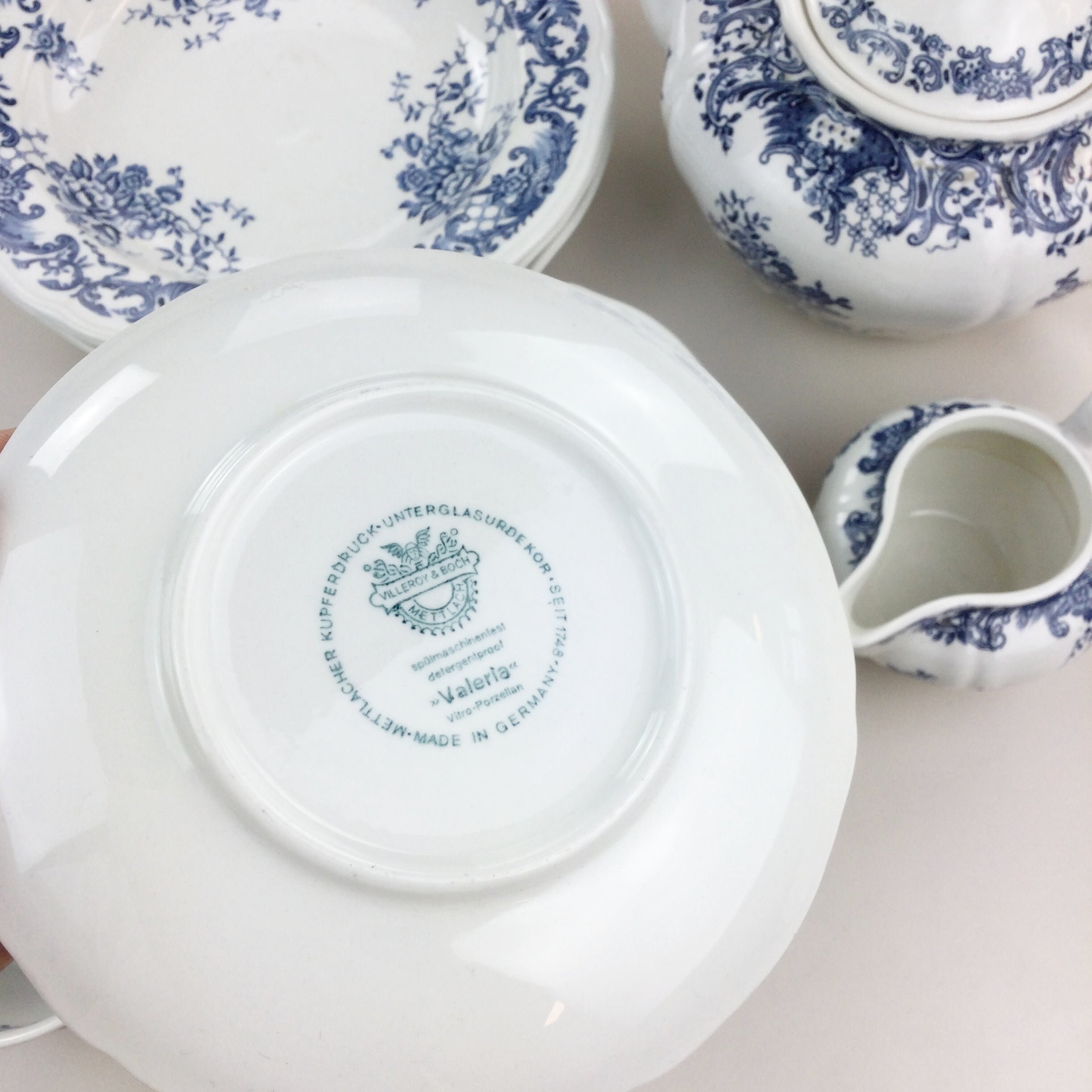 Villeroy & Boch Valeria Blue Floral Porcelain 13 Piece Set - Etsy