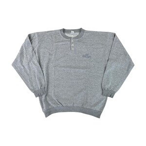 Vintage Champion 80s Button Up Sweatshirt - XL Size Men Pullover Male Jumper pre-owned