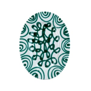 Austria Handpainted Gmundner Keramik Service Teller Grüngeflammt Handcrafted Keramos Dishes