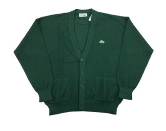 Vintage Lacoste 90s Cardigan - Medium Size Men Pullover Male knitted Sweater pre-owned