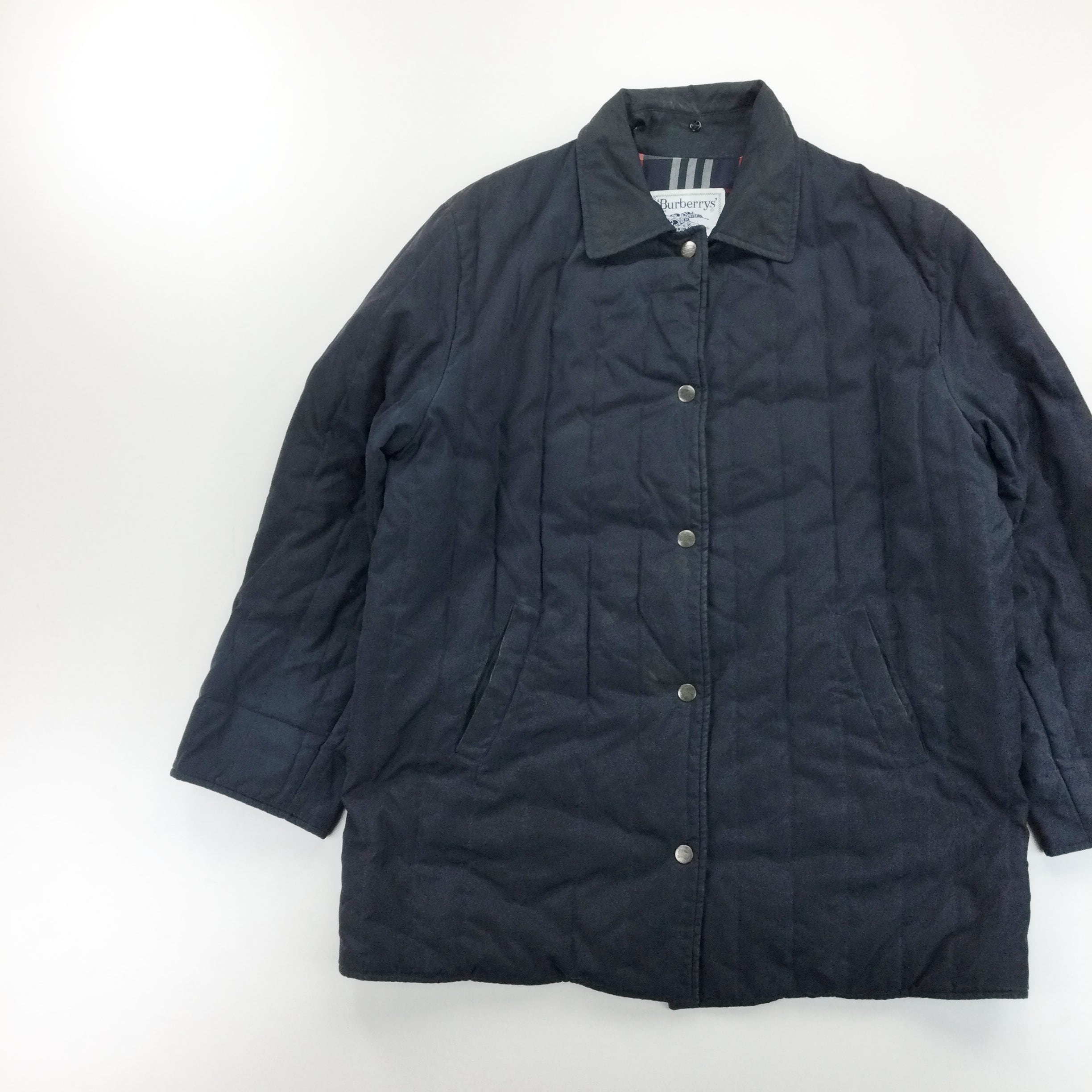 Vintage Burberry 90s Quilted Jacket Large Size Men Overcoat Male Jacket Pre owned Etsy
