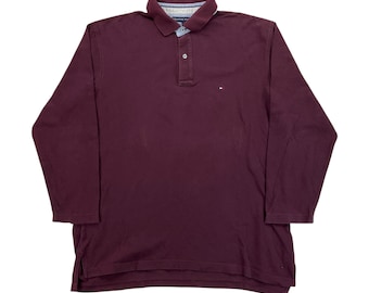 Modern Tommy Hilfiger langarm Polo Shirt - XL Size Y2K Men Top Male pre-owned Polo Shirt