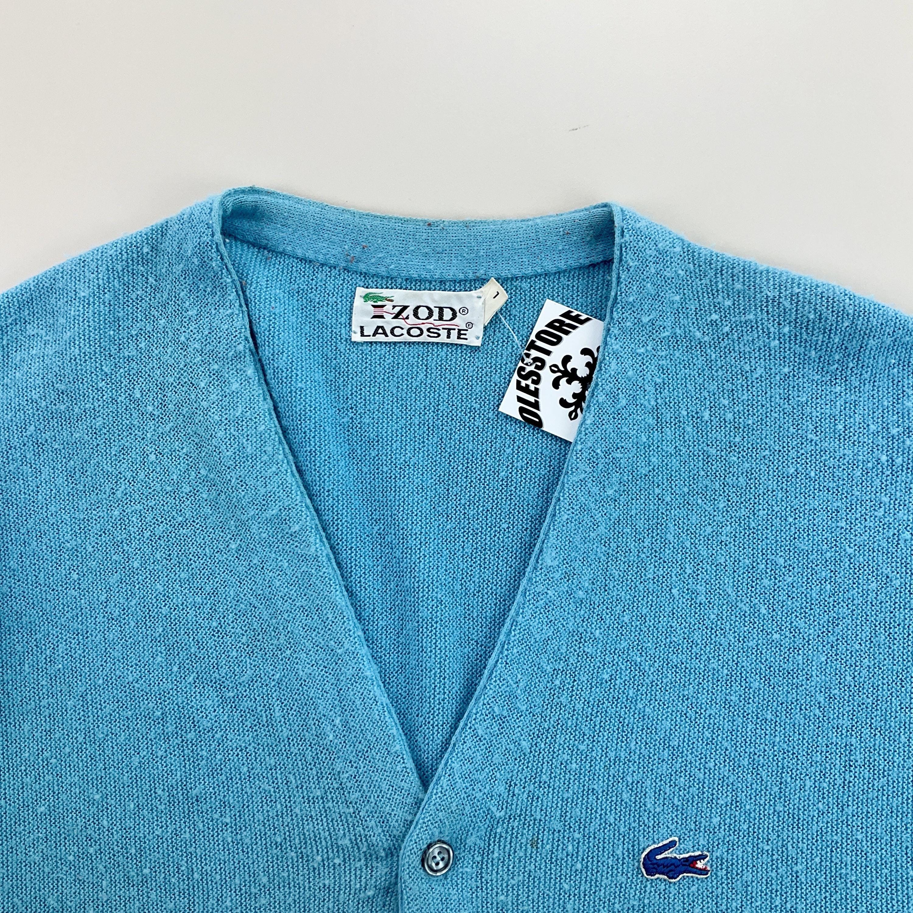 Vintage Izod Lacoste 80s Cardigan - Large Size Men Pullover Male 